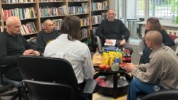 Belarusian political prisoners in Vilnius after release